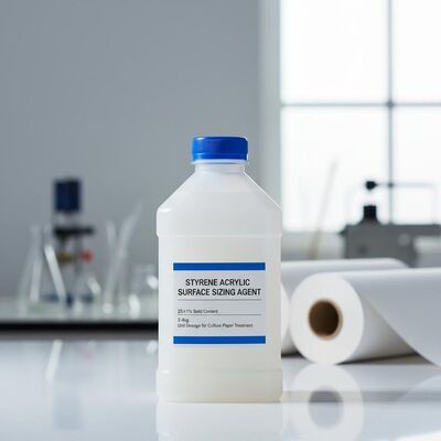 Styrene Acrylic Surface Sizing Agent dengan kandungan padat 25±1% dan dosis satuan 2-4 kg untuk pengolahan kertas kultur