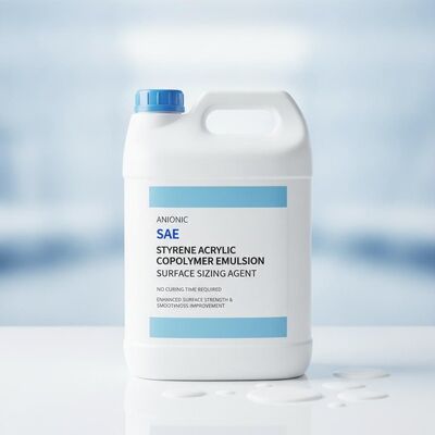 Harga bagus Anionic SAE Styrene Acrylic Copolymer Emulsion Surface Sizing Agent tanpa waktu pengerasan yang diperlukan untuk meningkatkan kekuatan permukaan dan peningkatan kelancaran on line
