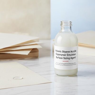 Anionic Styrene Acrylic Copolymer Emulsion Surface Sizing Agent tanpa waktu pengerasan yang diperlukan untuk kekuatan permukaan yang ditingkatkan dan kinerja superior dalam kertas kultur