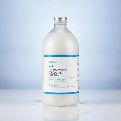 Anionic SAE Styrene Acrylic Copolymer Emulsion Surface Sizing Agent tanpa waktu pengerasan untuk perekat yang sangat baik dan kelancaran yang ditingkatkan